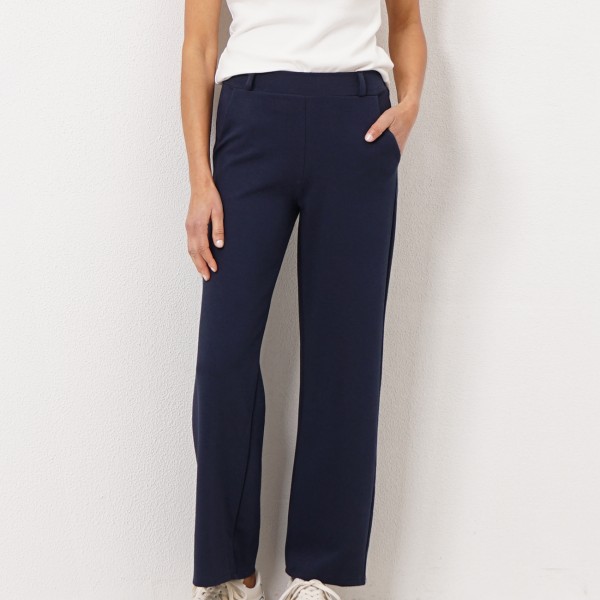 pantalonas de malha canelada c/ elastano