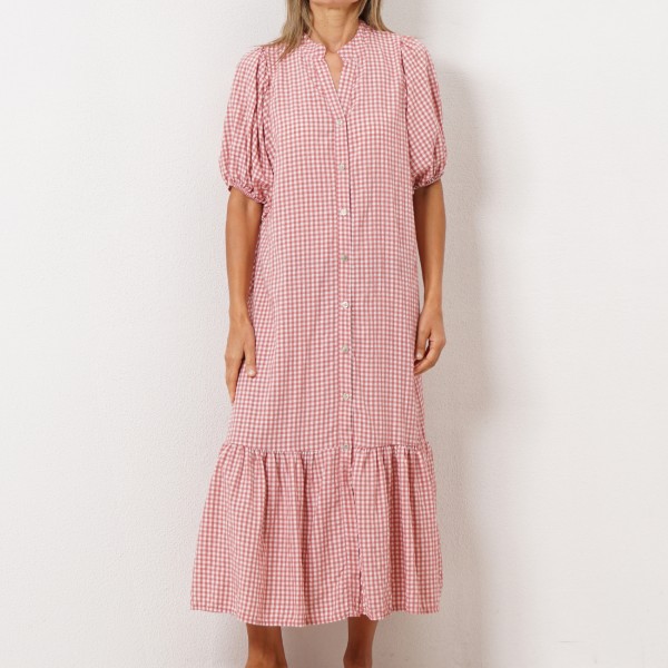 vestido c/ franzidos (padrão vichy)