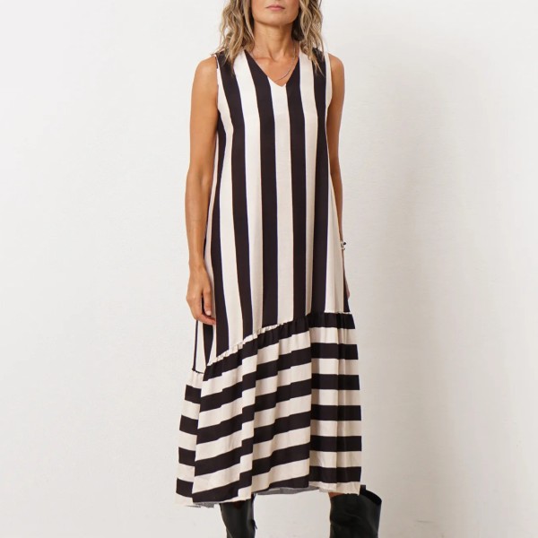 vestido evasé em crepe
