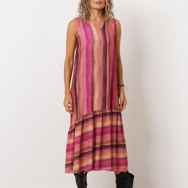 vestido evasé em crepe
