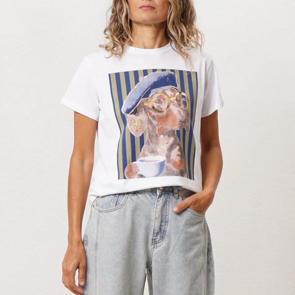 tshirt em algodão c/ elastano + estampa
