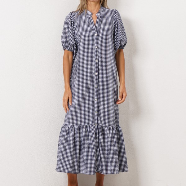 vestido c/ franzidos (padrão vichy)