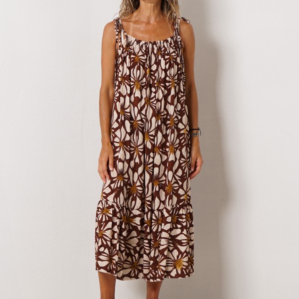 vestido c/ franzidos em viscose