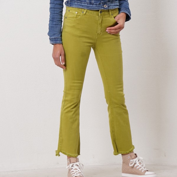 calça à boca de sino c/ elastano