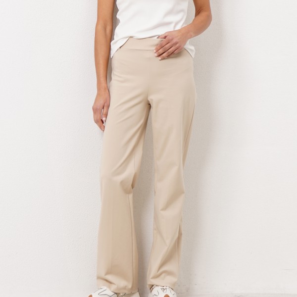 pantalonas de malha canelada c/ elastano