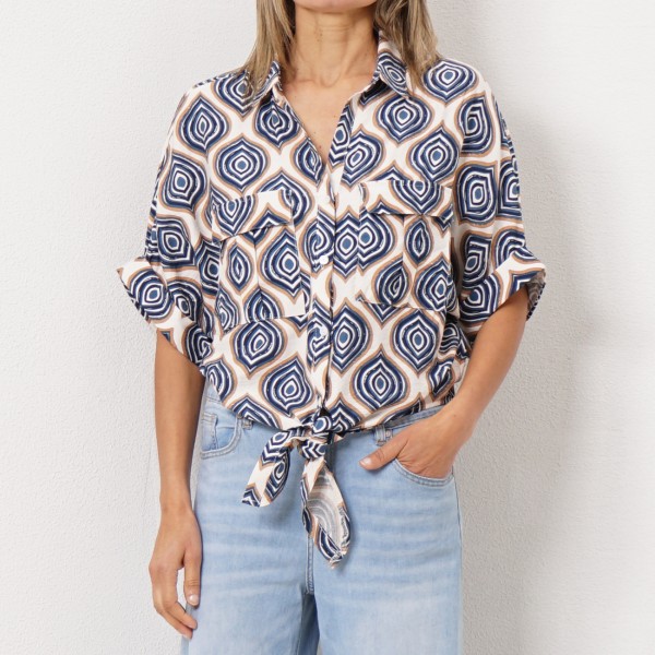 blusa de bolsos c/ laço