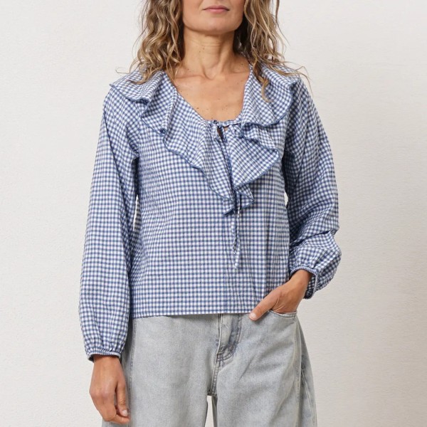 blusa c/ folhos padrão vichy