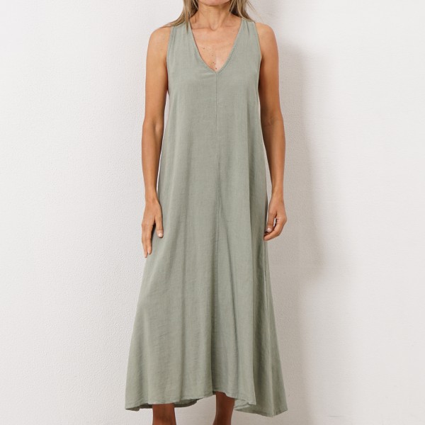 vestido em linho c/ viscose