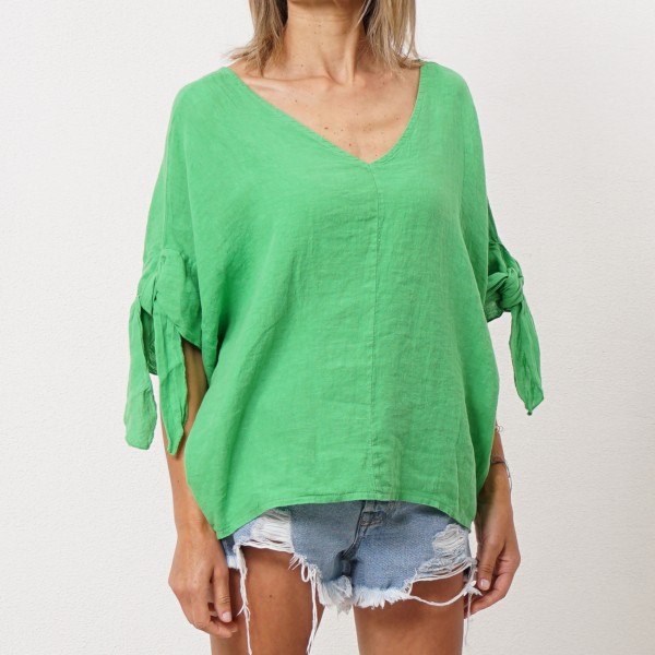 blusa 100% linho c/ atilhos