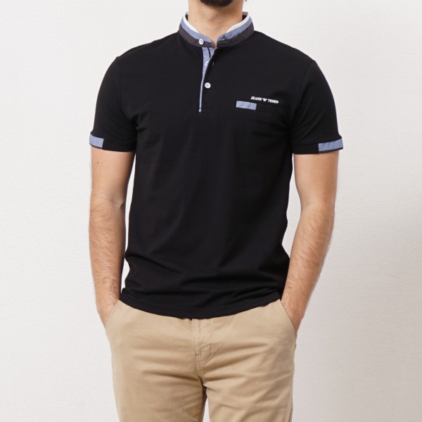 polo em malha c/ aplicações (gola padre)