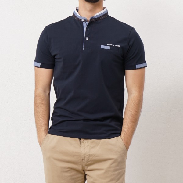 polo em malha c/ aplicações (gola padre)