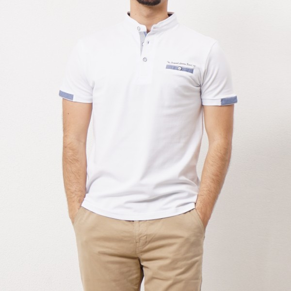 polo em piquet c/ aplicações (gola padre)
