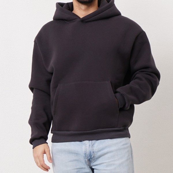 sweat de capuz oversize em felpa c/ carda