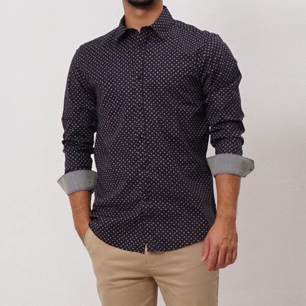 camisa estampada c/ elastano