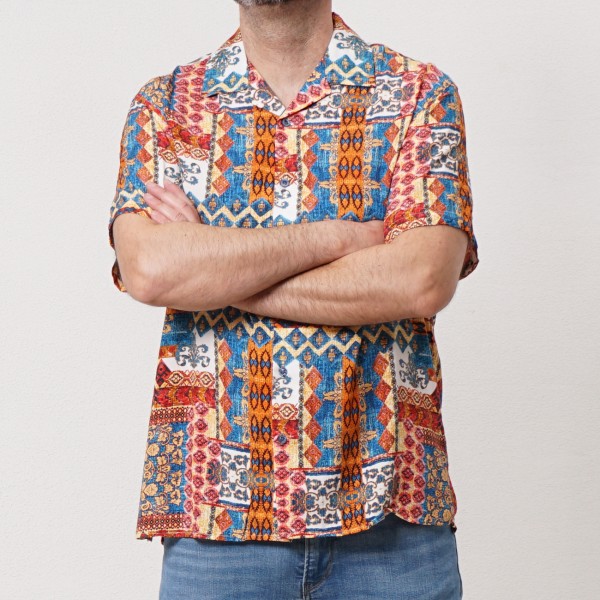 camisa estampada em viscose