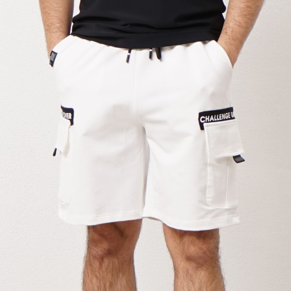 calção de malha c/ bolsos + aplicações 