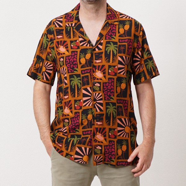 camisa de virados em viscose