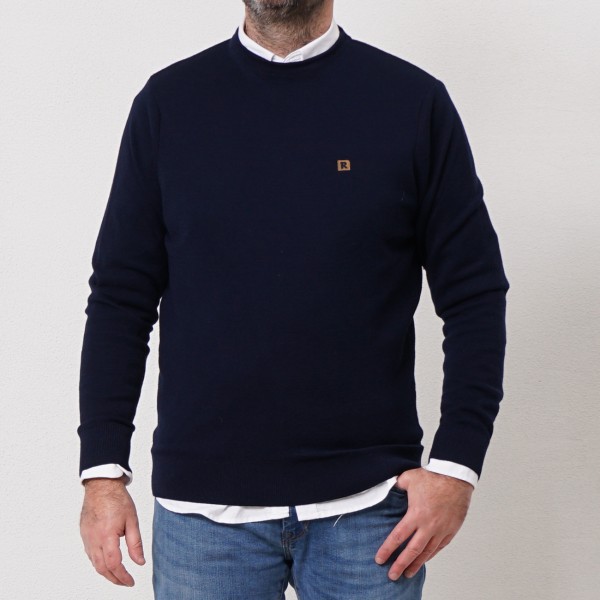 camisola decote redondo em tricôt c/ merino