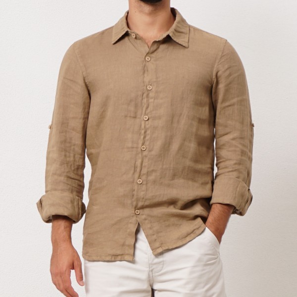 camisa 100% linho slim fit