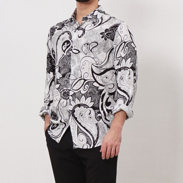 camisa estampada em viscose