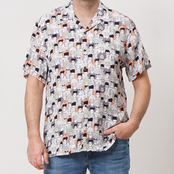 camisa estampada em viscose