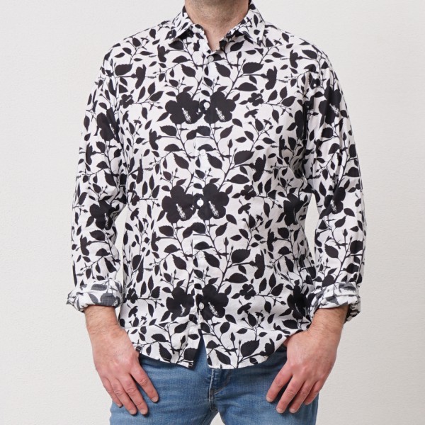 camisa estampada c/ elastano