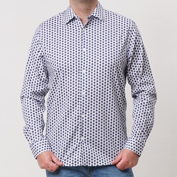 camisa estampada c/ elastano