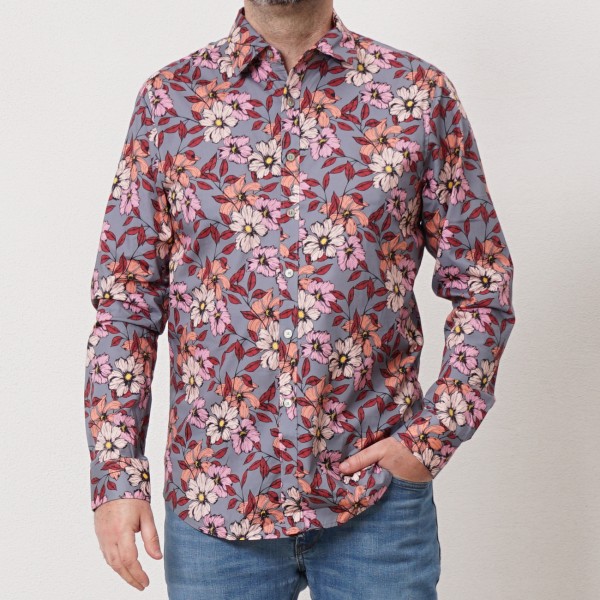 camisa estampada c/ elastano