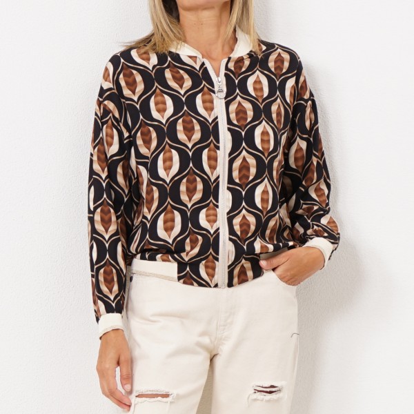 bomber estampado em viscose