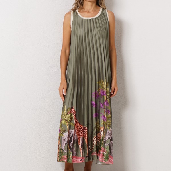 vestido plissado acetinado