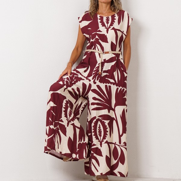 macacão em crepe estampado