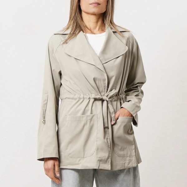 parka em tela ajustável na cintura