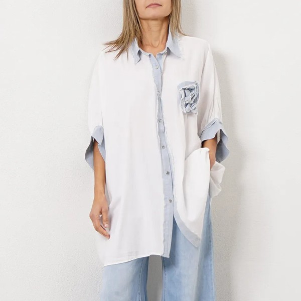 blusa c/ aplicação em ganga