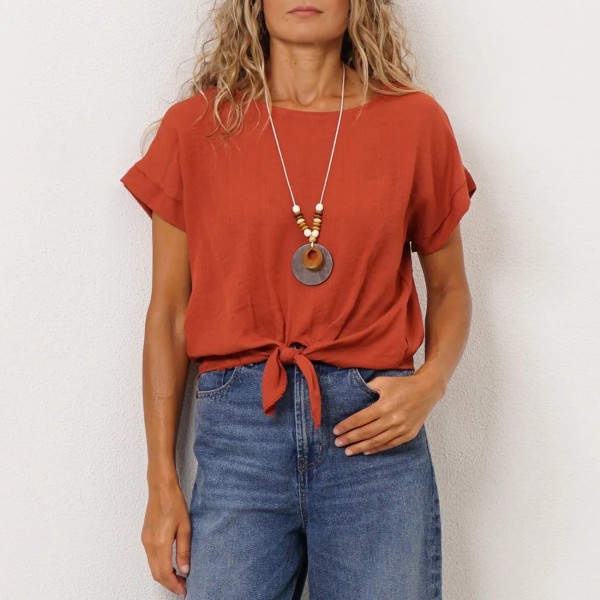 blusa em crepe c/nó no cós