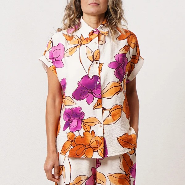 blusa em crepe estampada