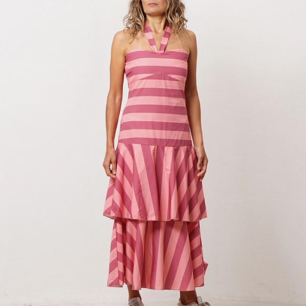 vestido c/ folhos em polepina (100% algodão)