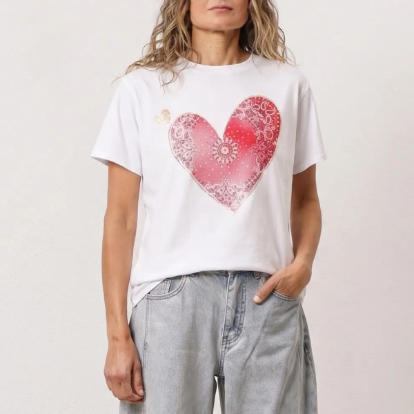 tshirt c/ estampa em algodão e elastano
