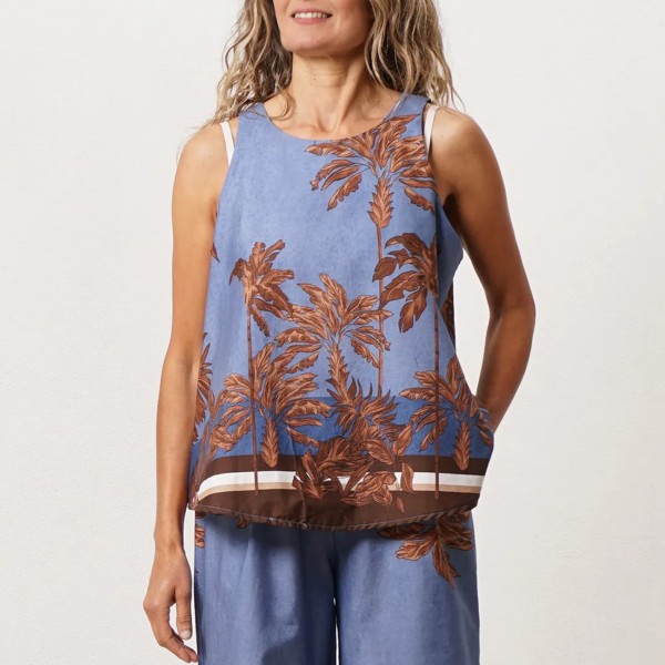 top estampado em popelina