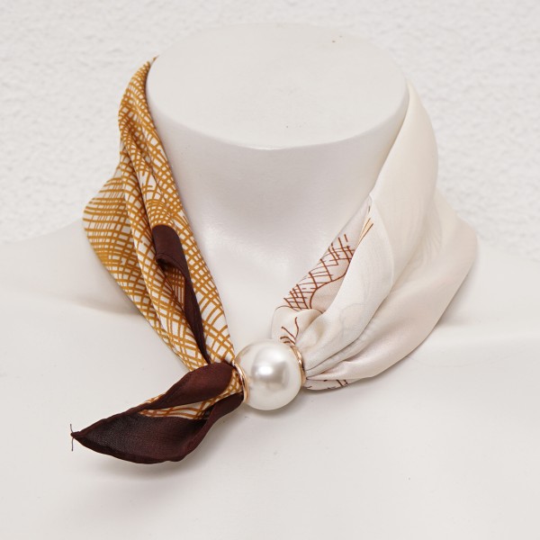 lenço em seda/viscose c/ pérola (iman)