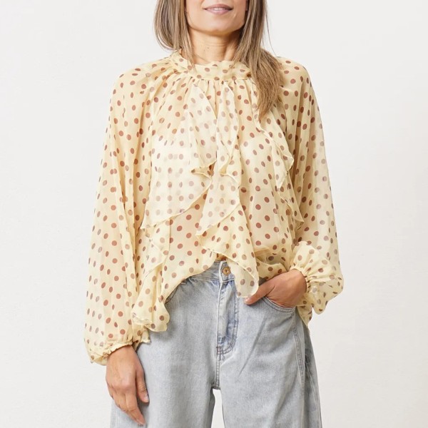 blusa em chiffon c/ folhos