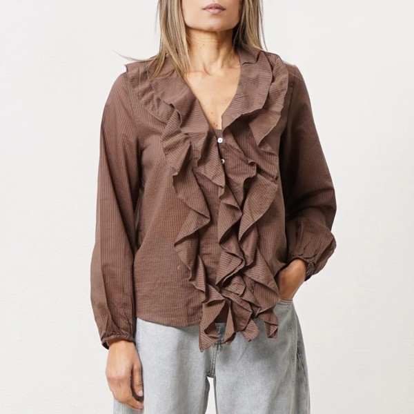 blusa de riscas c/ folhos