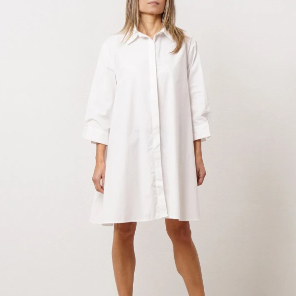 vestido/túnica evasê em popeline