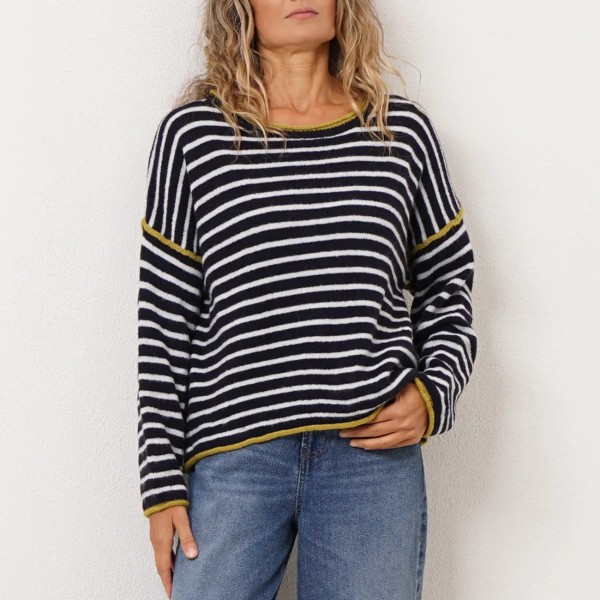 camisola de riscas em tricôt (jacquard)