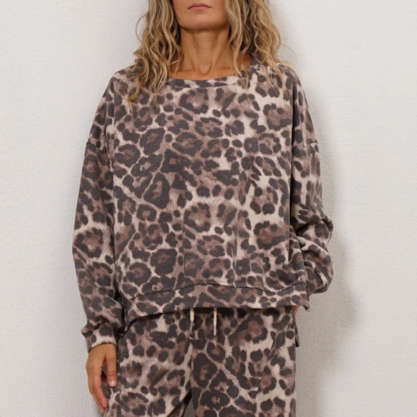 sweat em felpa de algodão (animal print)