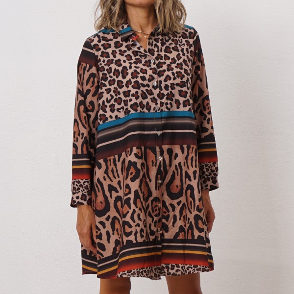 vestido camiseiro print animal