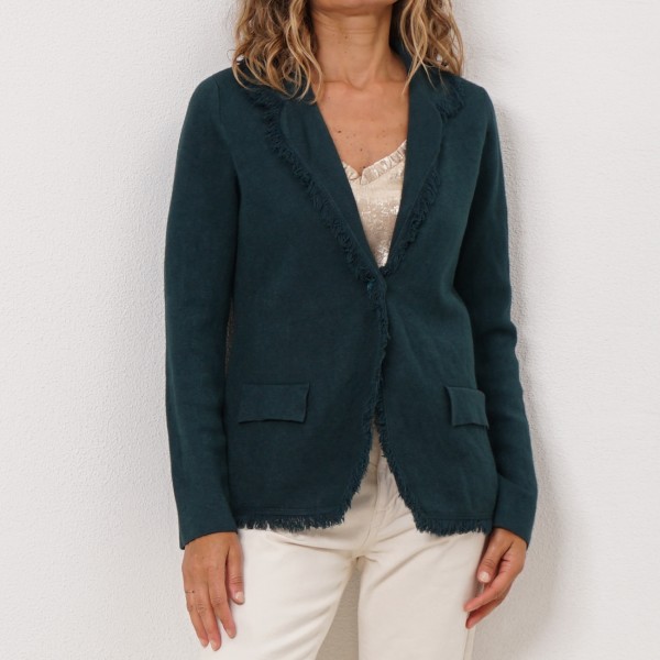 blazer em tricôt c/ bolsos