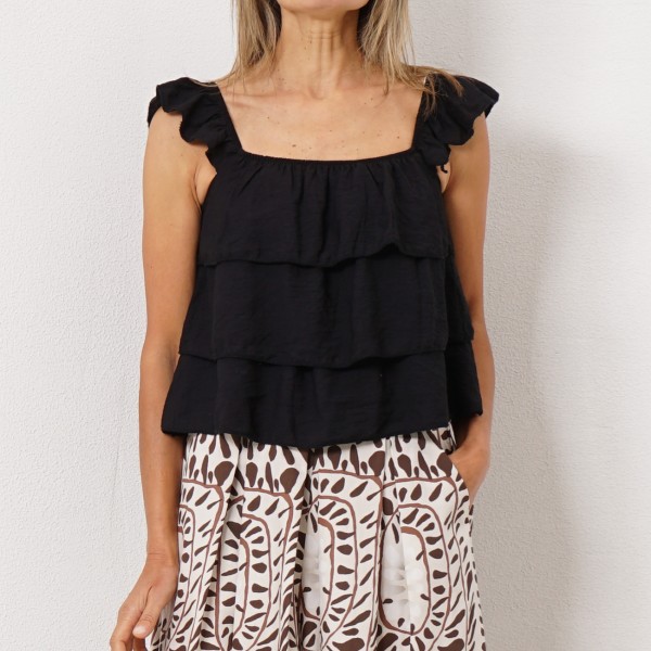 top c/ folhos em crepe