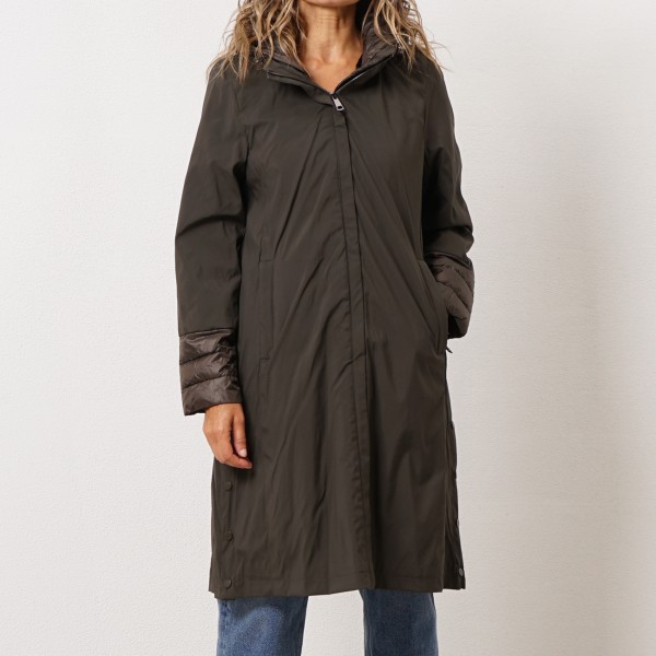 parka impermeável c/ mistura de tecidos