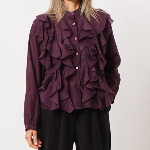 blusa de folhos em chiffon (transparente)