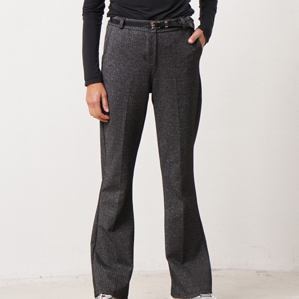 calça à boca de sino espinhadas c/ lurex